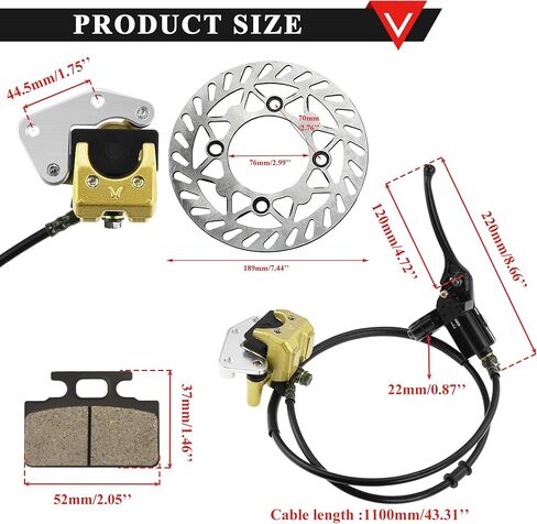 PRO BAT Hydraulic Front Brake Caliper Cylinder For 90cc 110cc 125cc 150cc SSR Taotao Pit Bike, Golden in Saudi Arabia