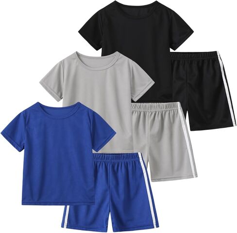 Boys' Active Shorts Set 6 Pieces T-Shirt and Quick Drying Shorts Summer Activewear Sets 4-12Y in Saudi Arabia