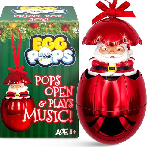 Musical Christmas Tree Ornament, Pops Open to Reveal a Festive Figure & Plays Jingle Bells, 2024 Christmas Ornament, Holiday Decor, White Elephant Gifts, Xmas Decoration for Kids (Snowman Egg Pops) in Saudi Arabia