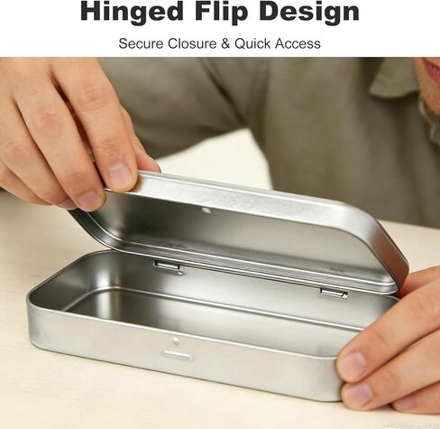 علبة أقلام رصاص معدنية من القصدير، علب صغيرة مع غطاء، صناديق مستطيلة فارغة لتخزين أقلام الرصاص والفرش وأقلام التلوين وحافظة معدنية متينة بمفصلات للوازم الفنية المكتبية in Kuwait