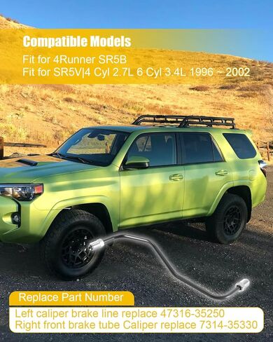 1 Pair Front Brake Line Hose Compatible with 4Runner SR5B 1996-2002, Brake Tube Caliper Replace 47314-35330 47316-35250 in Kuwait