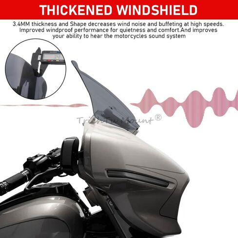 مجموعة الزجاج الأمامي للدراجة النارية مقاس 14 بوصة تناسب Harley CVO Street Glide FLHXSE 2023-later FLHX 2024-later FLHXU 2025-later (دخان) in Kuwait