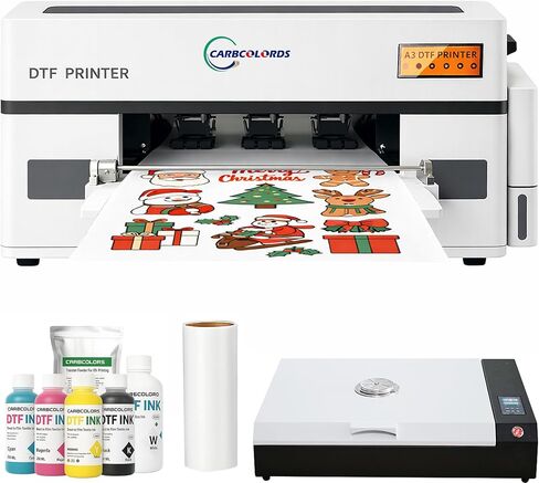 طابعة A3 DTF مع رأس طباعة XP600 - آلة طباعة مباشرة على الأفلام مزودة بتدوير الحبر الأبيض ووحدة تغذية الأسطوانات وبرنامج RIP لإنتاج الشركات الصغيرة (طابعة A3 DTF) in Kuwait
