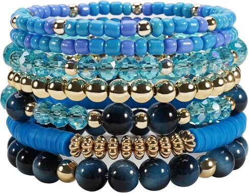 Boho Wooden Beads Bracelets Bohemian Bracelet Stack for Men Women Wood Beaded Bracelet Set in Saudi Arabia