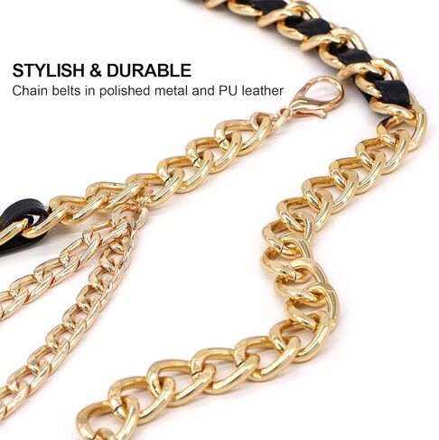 Vintage Leather Chain Belt Women Leather Woven Portrait Pendant Layered Waist Chain Adjustable Gold Body Chain in Saudi Arabia
