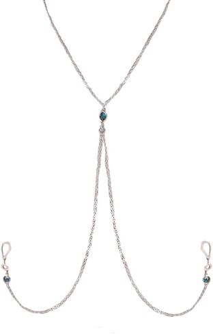 Green CZ Nipple Noose Body Chains for Women Non Piercing Nipple Rings Emerald Crystal Dangle Bra Chest Chain Adjustable Choker Necklace Summer Beach Bikini Body Jewelry in Saudi Arabia