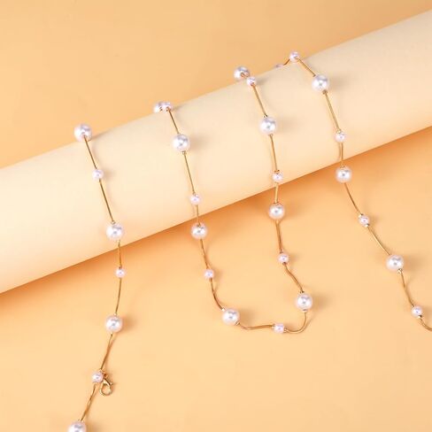 Pearl Chain Belt Adjustable Waist Chain Belt Trendy Fashion Plus Size Tassel Pendant Belts Wedding Bride Jewelry Body Accessories for Women Dress Beach Summer in Saudi Arabia