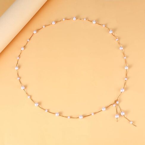 Pearl Chain Belt Adjustable Waist Chain Belt Trendy Fashion Plus Size Tassel Pendant Belts Wedding Bride Jewelry Body Accessories for Women Dress Beach Summer in Saudi Arabia