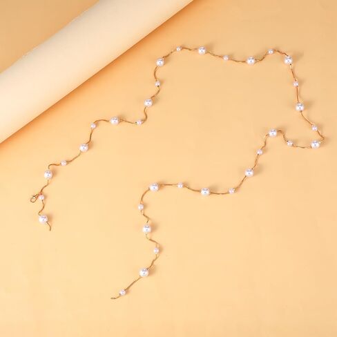 Pearl Chain Belt Adjustable Waist Chain Belt Trendy Fashion Plus Size Tassel Pendant Belts Wedding Bride Jewelry Body Accessories for Women Dress Beach Summer in Saudi Arabia