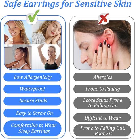 6 Pairs Square Stud Earrings Set for Women Men - Surgical 316L Stainless Steel & Cubic Zirconia for Sensitive Skin - 6 Sizes 3-8mm Mixed Pack - Minimalist Dainty Jewelry Gift for Multiple Piercings in Kuwait