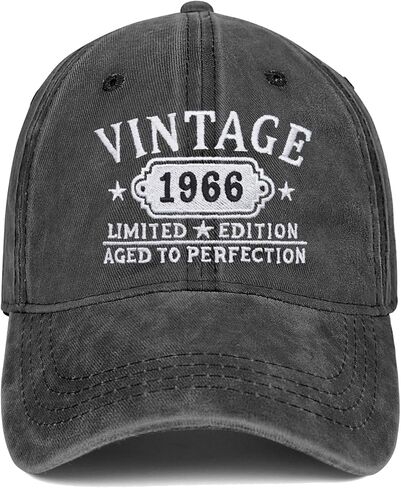 هدايا عيد ميلاد سعيد 60 للنساء والرجال خمر 1966 قبعة بيسبول أفكار هدايا مضحكة (أسود) in Kuwait