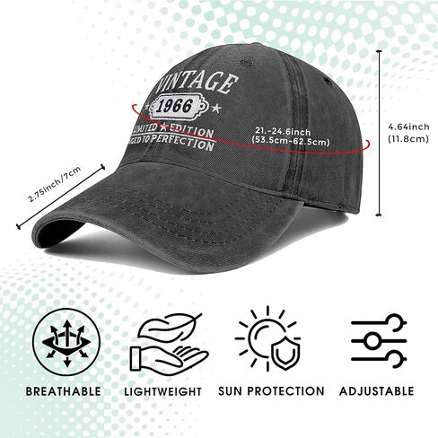 هدايا عيد ميلاد سعيد 60 للنساء والرجال خمر 1966 قبعة بيسبول أفكار هدايا مضحكة (أسود) in Kuwait