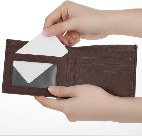 16 Pcs Leather Wallet for Men Blocking | Extra Capacity Bifold Wallet with 2 ID Windows Ultra Strong Stitching | Slim Billfold with 6 Card Slots | Gift for Him, DIY Engraving in Saudi Arabia