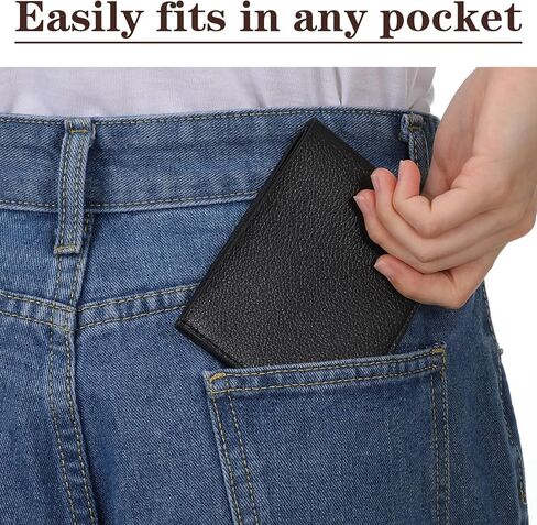 16 Pcs Leather Wallet for Men Blocking | Extra Capacity Bifold Wallet with 2 ID Windows Ultra Strong Stitching | Slim Billfold with 6 Card Slots | Gift for Him, DIY Engraving in Saudi Arabia