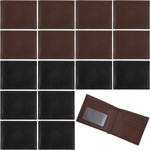 16 Pcs Leather Wallet for Men Blocking | Extra Capacity Bifold Wallet with 2 ID Windows Ultra Strong Stitching | Slim Billfold with 6 Card Slots | Gift for Him, DIY Engraving in Saudi Arabia