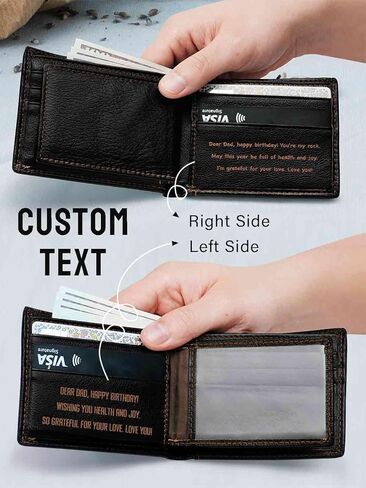 محفظة مخصصة للرجال، محفظة جلدية أصلية محفورة حسب الطلب تحجب RFID له، الأب، الأب، الصديق، الابن، الزوج، رفقاء العريس، هدايا لعيد الميلاد، الذكرى السنوية، التخرج (بني داكن) in Kuwait