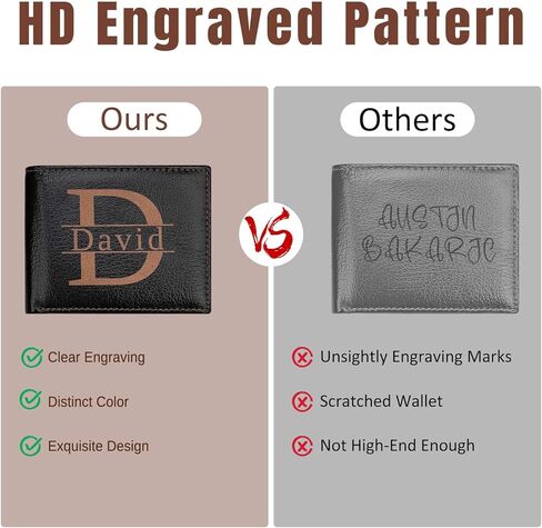 محفظة مخصصة للرجال، محفظة جلدية أصلية محفورة حسب الطلب تحجب RFID له، الأب، الأب، الصديق، الابن، الزوج، رفقاء العريس، هدايا لعيد الميلاد، الذكرى السنوية، التخرج (بني داكن) in Kuwait