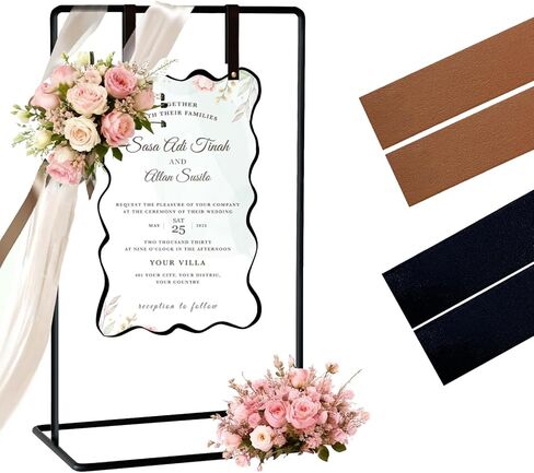 54" Heavy Duty Metal Easel Stand for Wedding Signs, Adjustable Welcome Sign & Seating Chart Holder with Leather Straps for Welcome Signs, Seating Charts & Posters - Perfect for Wedding & Event Decor in Saudi Arabia