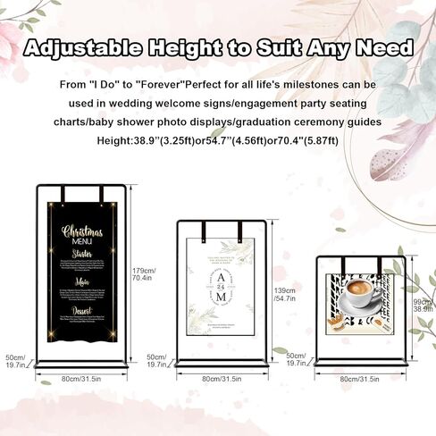 54" Heavy Duty Metal Easel Stand for Wedding Signs, Adjustable Welcome Sign & Seating Chart Holder with Leather Straps for Welcome Signs, Seating Charts & Posters - Perfect for Wedding & Event Decor in Saudi Arabia