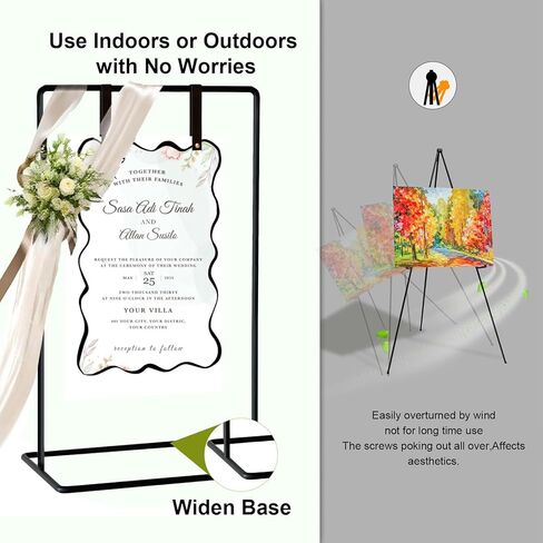 54" Heavy Duty Metal Easel Stand for Wedding Signs, Adjustable Welcome Sign & Seating Chart Holder with Leather Straps for Welcome Signs, Seating Charts & Posters - Perfect for Wedding & Event Decor in Saudi Arabia