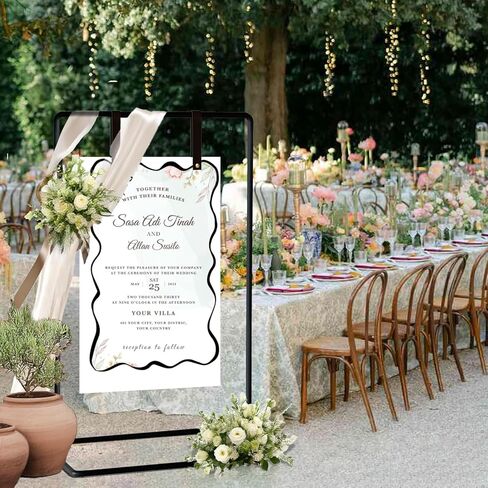 54" Heavy Duty Metal Easel Stand for Wedding Signs, Adjustable Welcome Sign & Seating Chart Holder with Leather Straps for Welcome Signs, Seating Charts & Posters - Perfect for Wedding & Event Decor in Saudi Arabia
