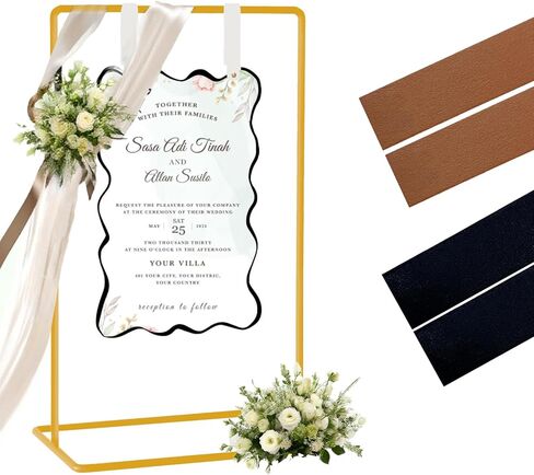 54" Heavy Duty Metal Easel Stand for Wedding Signs, Adjustable Welcome Sign & Seating Chart Holder with Leather Straps for Welcome Signs, Seating Charts & Posters - Perfect for Wedding & Event Decor in Saudi Arabia