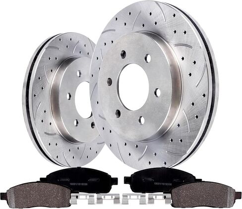 مجموعات الفرامل الأمامية مع منصات ودوارات متوافقة مع فورد F-150 2004-2008، لينكولن مارك Lt 2006-2008 4.2l 4.6l 5.4l V6 V8 4wd 6-Lug in Kuwait