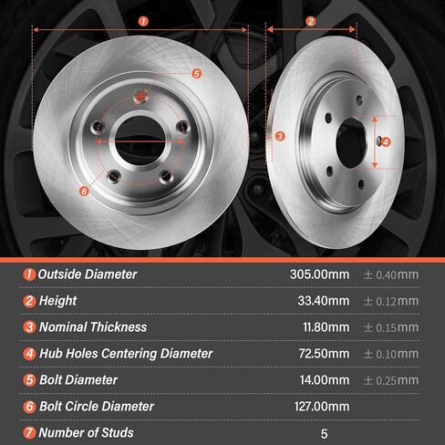 SUNROAD Rear Disc Brake Rotors and Ceramic Pads Replacement for Chrysler Town & Country 2008-2012 Compatible with Dodge Journey Grand Caravan Volkswagen Routan 2009-2012#53050+D1326 in Saudi Arabia