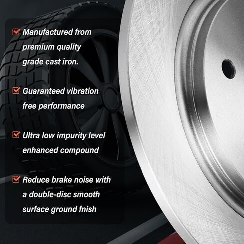 SUNROAD Rear Disc Brake Rotors and Ceramic Pads Replacement for Chrysler Town & Country 2008-2012 Compatible with Dodge Journey Grand Caravan Volkswagen Routan 2009-2012#53050+D1326 in Saudi Arabia