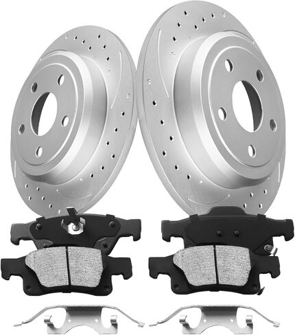 Rear Brake Pads and Rotors Kit Compatible with 2011-2020 Jeep Grand Cherokee, 2011-2020 Dodge Durango|Rear Brake Rotors and Pads Kit; Anti-Rust Geomet Coated| 53061 & D1498-8698 | 329.9mm(13in) in Saudi Arabia