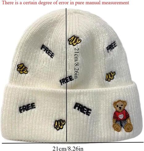 1PC Knitted Woolen Hat Double Layer Embroidered Teddy Big Brim for Autumn Winter Outdoor Travel Daily Commute in Saudi Arabia