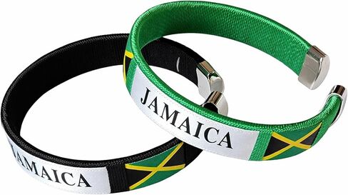 Lunch Money Jamaica National Flag Bracelet, Wrist Cuff with Jamaican Flag Design, 2 Pack in Saudi Arabia