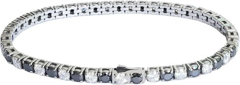 3/4mm Moissanite Tennis Bracelet Black and White Moissanite Diamond Stainless Steel Classic Trendy Chain Bangle Gifts for Women and Men Wedding Anniversary in Saudi Arabia
