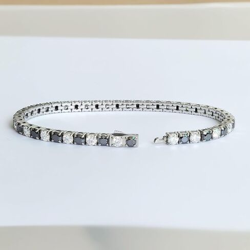 3/4mm Moissanite Tennis Bracelet Black and White Moissanite Diamond Stainless Steel Classic Trendy Chain Bangle Gifts for Women and Men Wedding Anniversary in Saudi Arabia