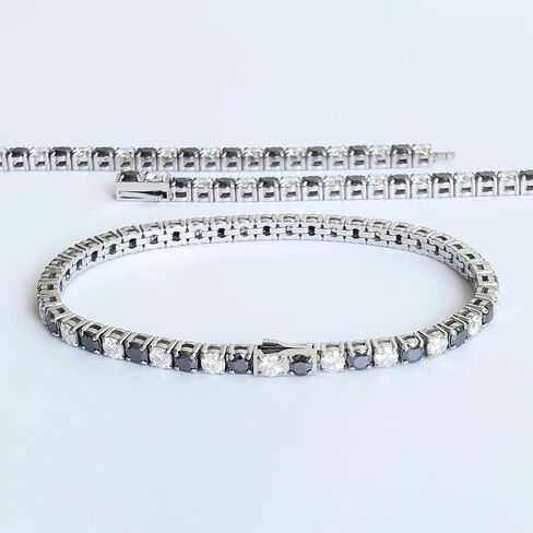 3/4mm Moissanite Tennis Bracelet Black and White Moissanite Diamond Stainless Steel Classic Trendy Chain Bangle Gifts for Women and Men Wedding Anniversary in Saudi Arabia