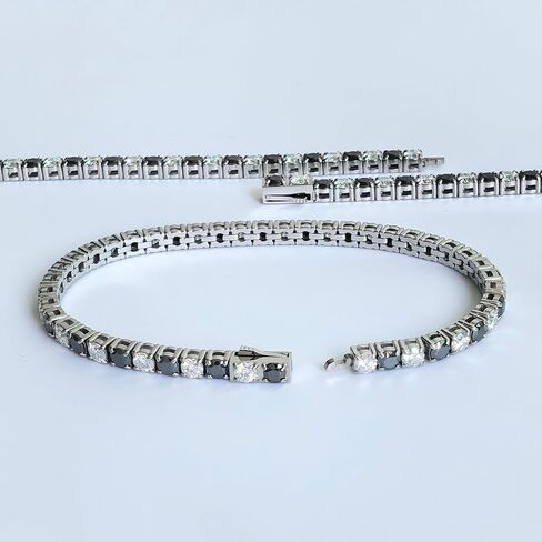 3/4mm Moissanite Tennis Bracelet Black and White Moissanite Diamond Stainless Steel Classic Trendy Chain Bangle Gifts for Women and Men Wedding Anniversary in Saudi Arabia