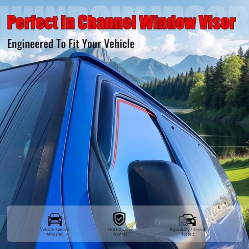 IKON MOTORSPORTS في أقنعة نافذة القناة متوافقة مع 2007-2014 Ford E-150 E-250 E-350/E-450 Super Duty، طراز نحيف من الأكريليك، واقيات مطر دخان من الأكريليك، عاكسات الرياح للنافذة الجانبية قطعتان in Kuwait