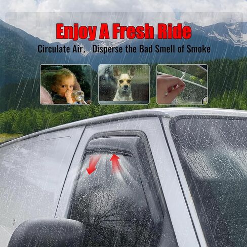 IKON MOTORSPORTS في أقنعة نافذة القناة متوافقة مع 2007-2014 Ford E-150 E-250 E-350/E-450 Super Duty، طراز نحيف من الأكريليك، واقيات مطر دخان من الأكريليك، عاكسات الرياح للنافذة الجانبية قطعتان in Kuwait