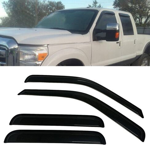 Smoke Tinted Window Visors Rain Sun Vent Guard Shade Compatible with Ford F-250 F-350 Super Duty Crew Cab 1999-2016 in Saudi Arabia