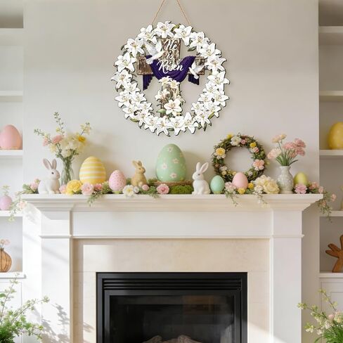 إنه إكليل باب مرتفع مع إكليل زنبق متقاطع لعيد الفصح علامة الباب الأمامي أكاليل عيد الفصح الدينية ديكور للكنيسة في الأسبوع المقدس للزينة المسيحية in Kuwait