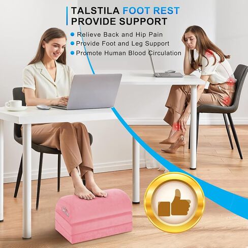مسند قدم من TALSTILA تحت المكتب في العمل، مسند للقدمين تحت المكتب، مسند قدم مريح بـ 3 ارتفاعات قابلة للتعديل، مسند للقدمين مع جيب دافئ للقدمين، لمكتب المكتب وكرسي المكتب - تخفيف آلام الظهر والساق in Kuwait