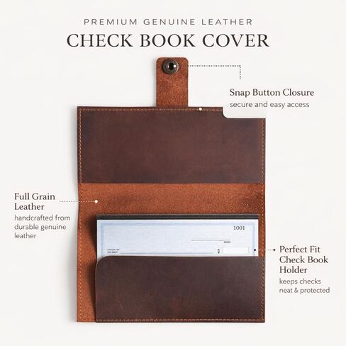 غطاء دفتر شيكات من الجلد البني للرجال والنساء، محفظة دفتر شيكات محببة بالكامل مع حامل أقلام، تناسب الشيكات الشخصية والمكررة، حافظة رفيعة لتنظيم الأموال، حامل دفتر شيكات جلدي متين مقاس 7 × 3.75 بوصة in Kuwait