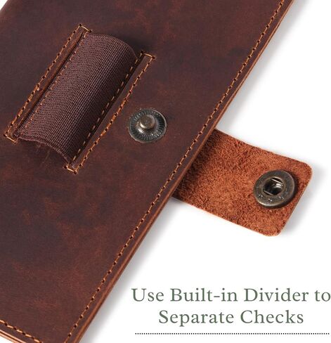 غطاء دفتر شيكات من الجلد البني للرجال والنساء، محفظة دفتر شيكات محببة بالكامل مع حامل أقلام، تناسب الشيكات الشخصية والمكررة، حافظة رفيعة لتنظيم الأموال، حامل دفتر شيكات جلدي متين مقاس 7 × 3.75 بوصة in Kuwait