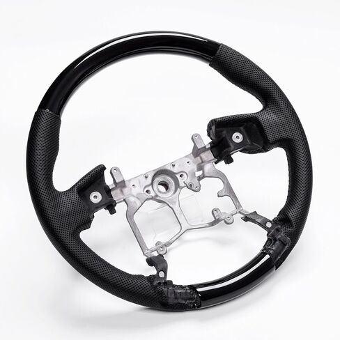 عجلة القيادة REVOLVE، عجلة قيادة من جلد نابا الحقيقي، عجلة قيادة من خشب البيانو الأسود، مقبض جلدي مثقوب لسيارة Toyota 4Runner 2010-2023/Tundra 2014-2021/Tacoma 2012-2023 in Kuwait