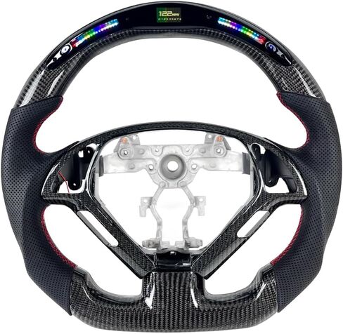 LED Carbon Fiber Steering Wheel for Infiniti G25 G35 G37 with Carbon Y Trim Perforated Leather Steering Wheel 2007 2008 2009 2010 2011 2012 2013 No Heating Function in Saudi Arabia