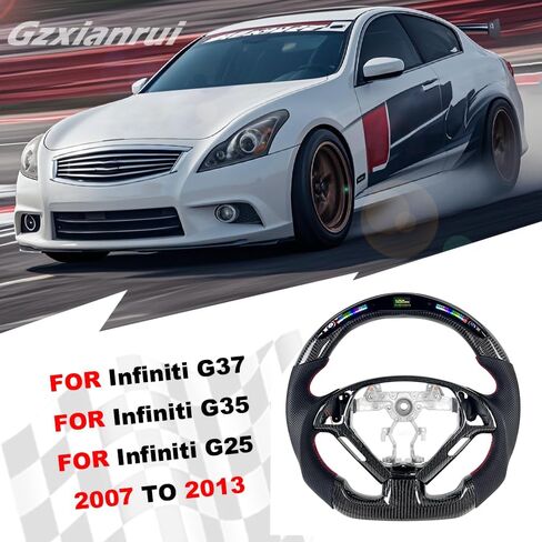 LED Carbon Fiber Steering Wheel for Infiniti G25 G35 G37 with Carbon Y Trim Perforated Leather Steering Wheel 2007 2008 2009 2010 2011 2012 2013 No Heating Function in Saudi Arabia