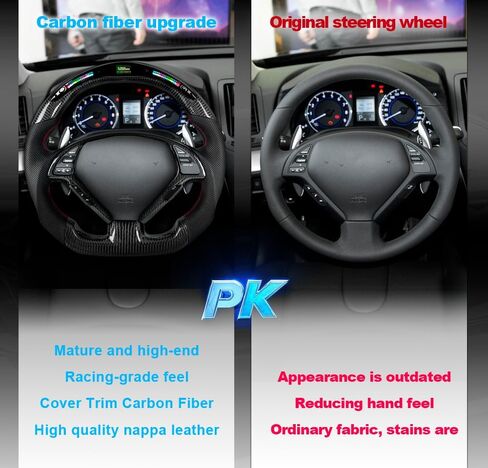 LED Carbon Fiber Steering Wheel for Infiniti G25 G35 G37 with Carbon Y Trim Perforated Leather Steering Wheel 2007 2008 2009 2010 2011 2012 2013 No Heating Function in Saudi Arabia