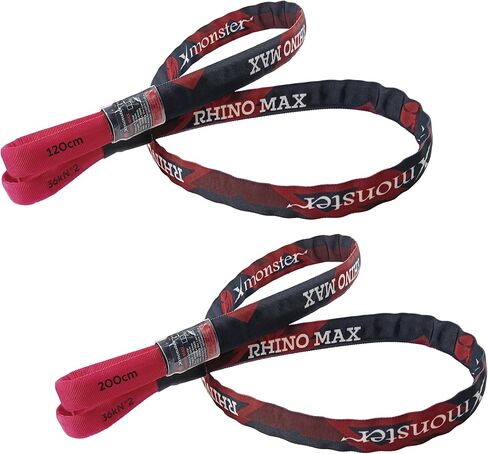 Xmonster Rhino Max حبال مرساة مزدوجة القوة عالية القوة 36kN+36kN خفيفة الوزن مقاومة للاهتراء (1.5 م و2 م)، 150-200، أحمر وأسود in Saudi Arabia