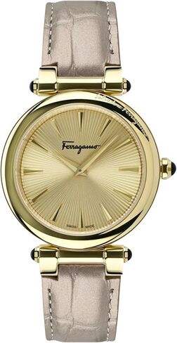 ساعة Ferragamo Idillio Collection الفاخرة للسيدات مع حزام بيج يتميز بهيكل وميناء ذهبيين in Kuwait