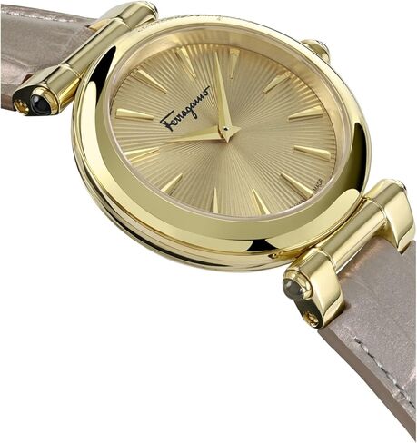 ساعة Ferragamo Idillio Collection الفاخرة للسيدات مع حزام بيج يتميز بهيكل وميناء ذهبيين in Kuwait